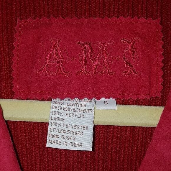 AMI Red leather jacket Sz S NWOT - Picture 4 of 5